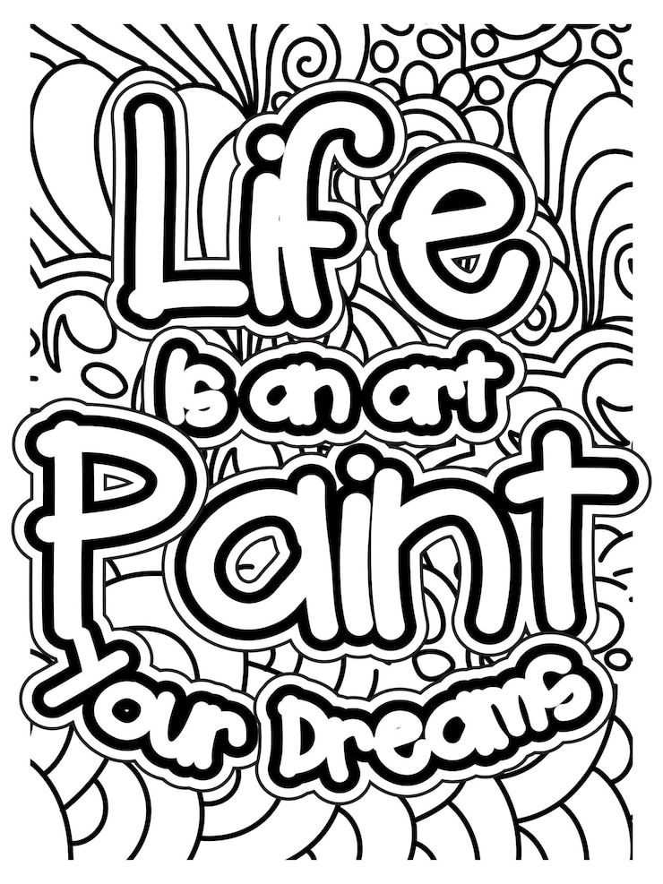 Vector motivational quotes lettering coloring page inspirational quotes coloring designcolor less design