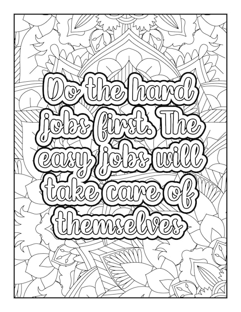 Motivational quotes mandala coloring page