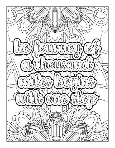 Motivational quotes mandala coloring page