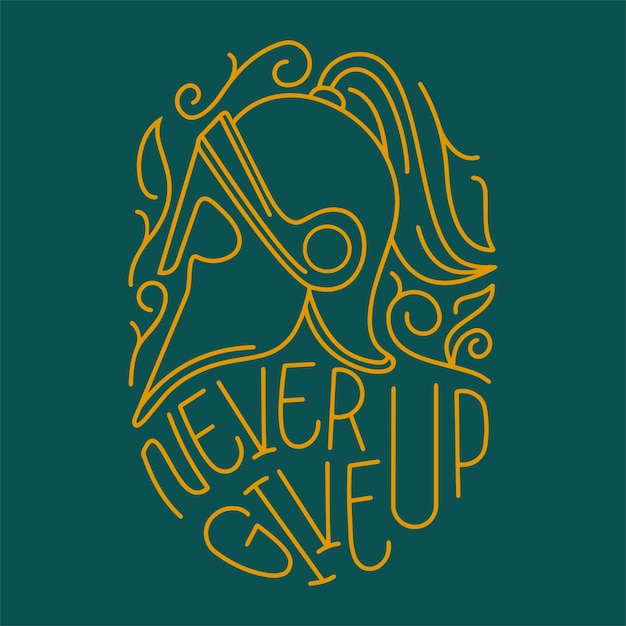 Vector motivational quotes never give up