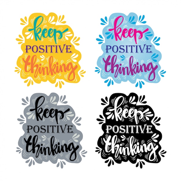 Vector motivational typography keep positive thinking,