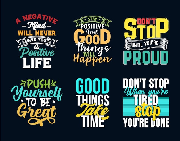 Motivational typography quotes tshirt design bundle