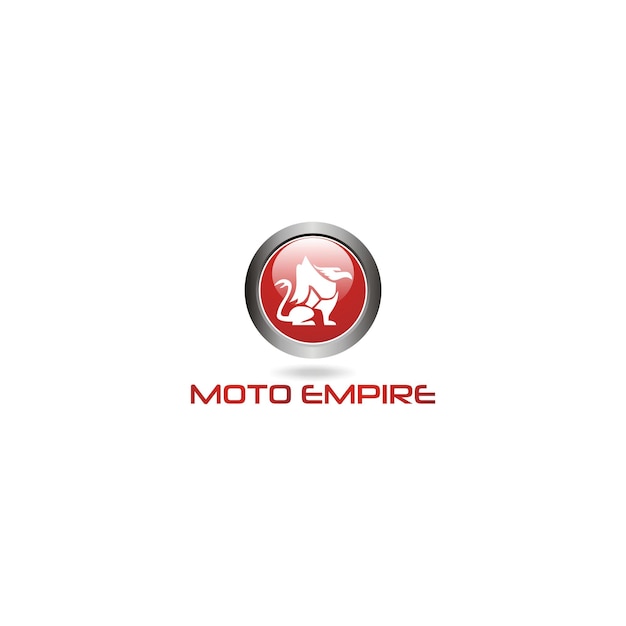 Vettore logo moto empire con un cerchio rosso e un logo per moto empire