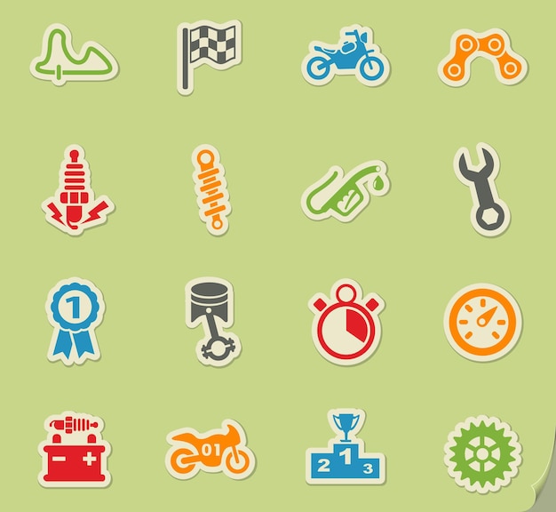 Vector moto racing icon set