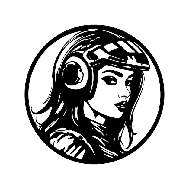 Vector motocross biker girl logo design illustration