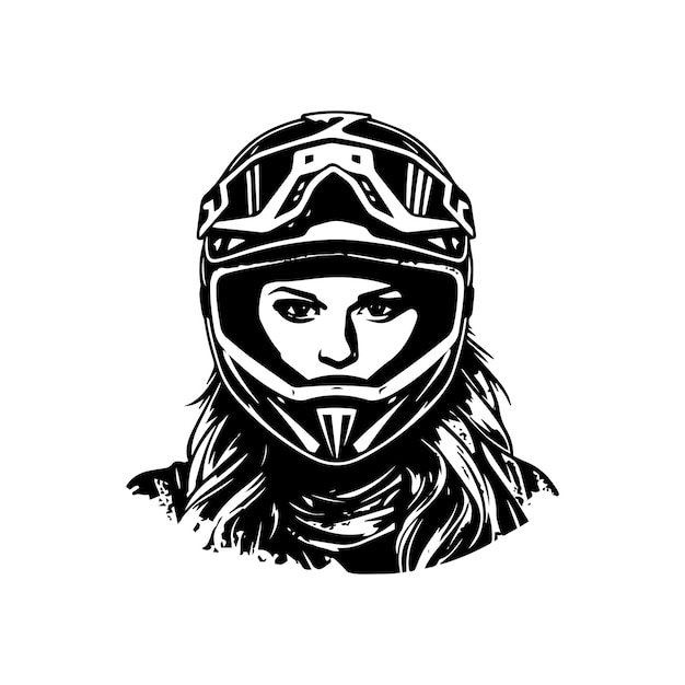 Вектор Иллюстрация дизайна логотипа motocross biker girl