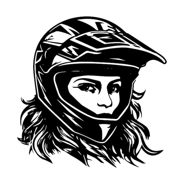 Вектор Иллюстрация дизайна логотипа motocross biker girl