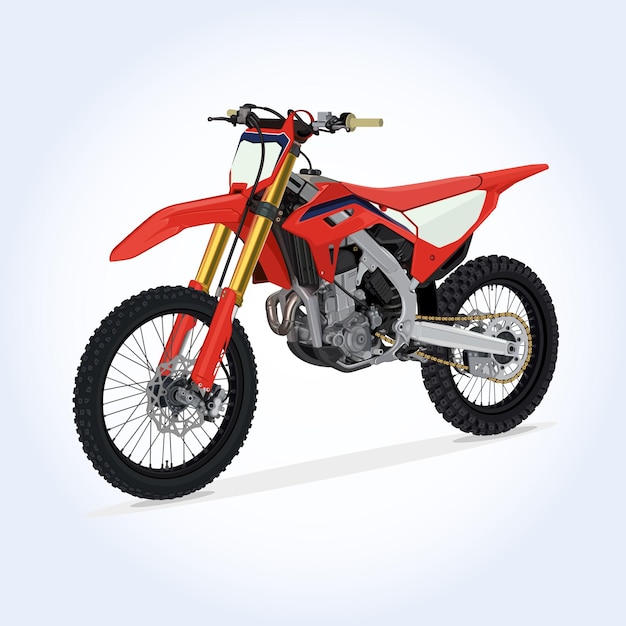 Motocross CRF Red Sportbike Motorcycle Vector Illustration