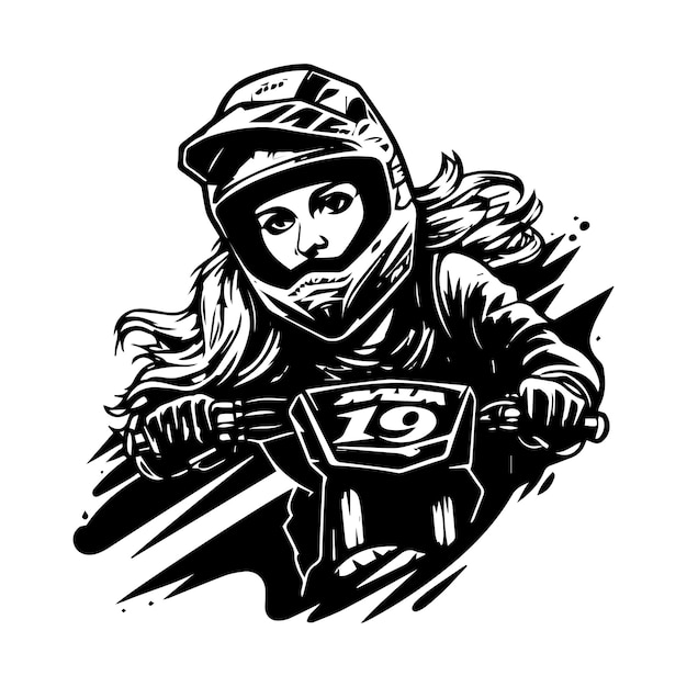 Vettore illustrazione del logo della ragazza di motocross