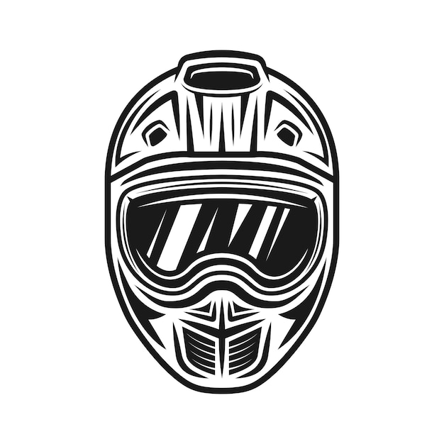 Motocross helmet vector black object or design element isolated on white background