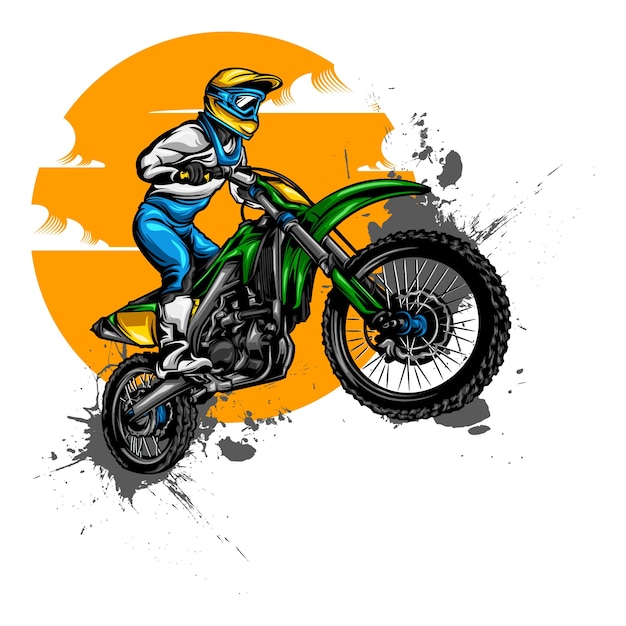 Motocross illustratie ontwerpen op effen kleur