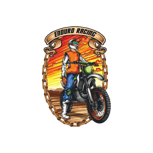 Motocross illustratie ontwerpen op vaste kleur