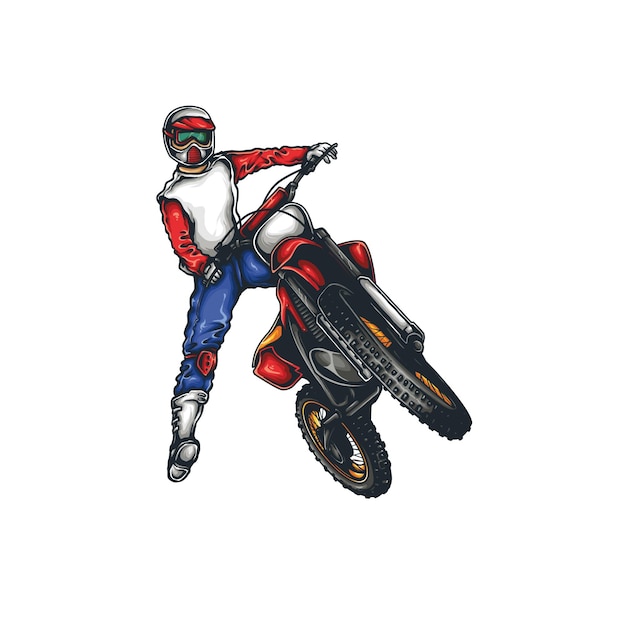 Motocross illustration designs on solid color