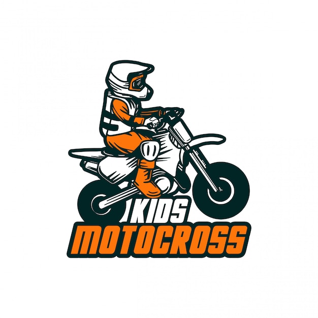 Motocross kinderen ontwerpen vector badge sticker patch logo