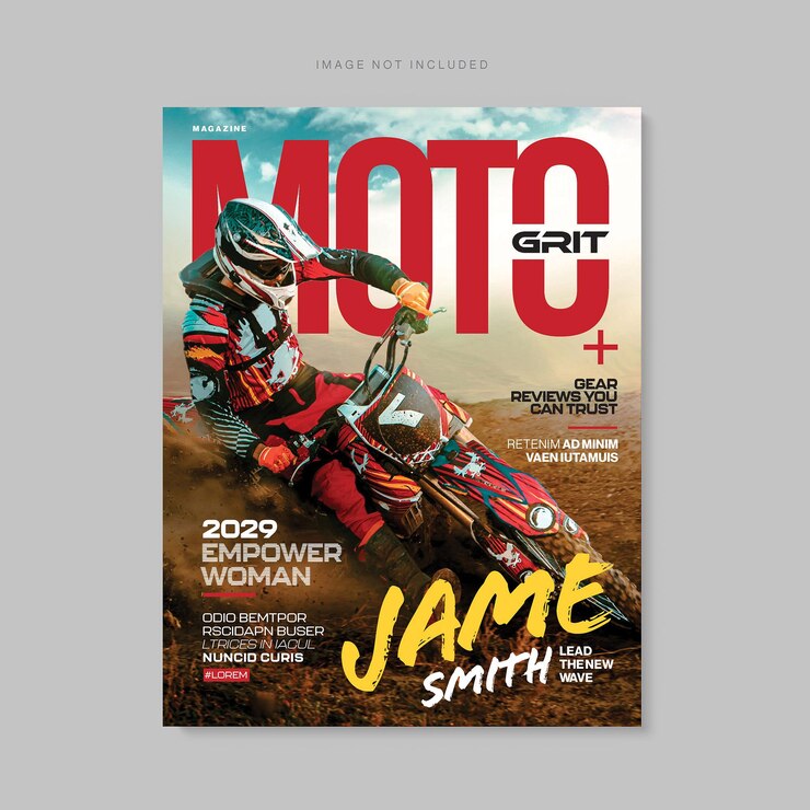 Шаблон обложки журнала Motocross для моторного спорта Motorbike V3 в Vector EPS