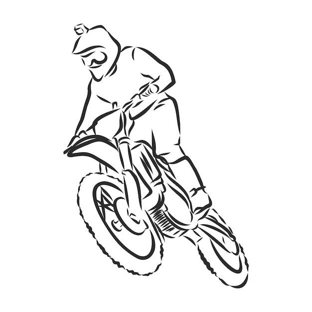 モトクロスバイク手描きベクトルイラストスケッチ