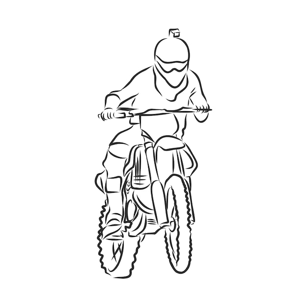 モトクロスバイク手描きベクトルイラストスケッチ