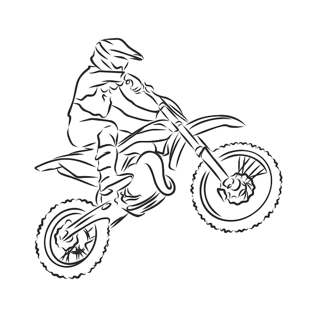 モトクロスバイク手描きベクトルイラストスケッチ