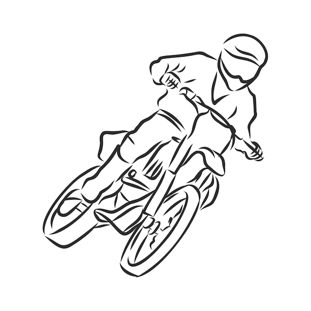 Schizzo di illustrazione vettoriale disegnato a mano di moto da cross