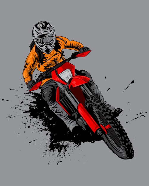 モトクロス・モーターサイクル・ドローイング・ベクトル・イラストレーション