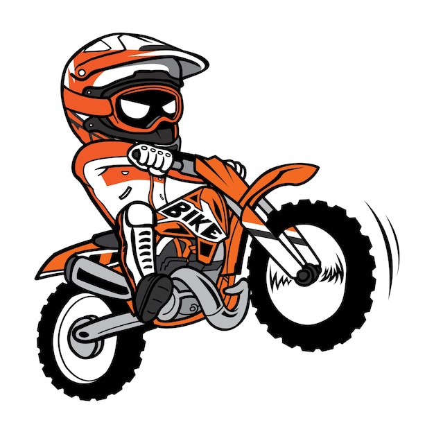 Vector motocross motorcycle jump cartoon