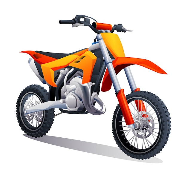 Motocross motorcycle vector cartoon illustration. Motocross bike isolated on white background