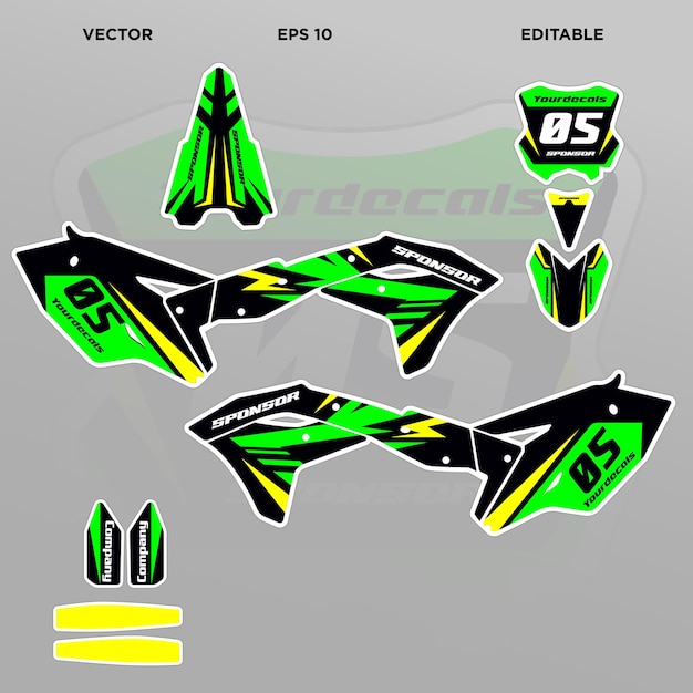 Motocross racing sticker vector template editable