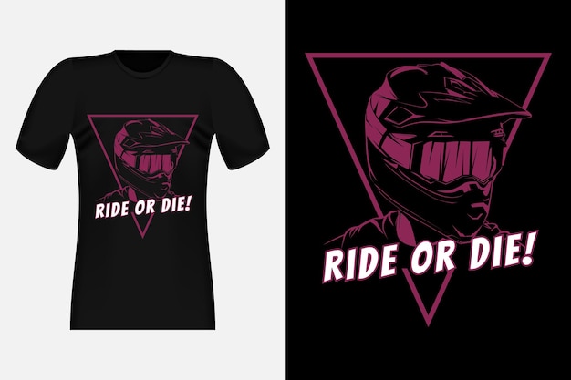 Мотокросс Ride Or Die силуэт винтажный дизайн футболки