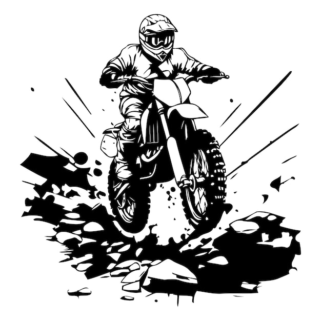 Vettore motociclista di motocross in azione sulla pista di corsa illustrazione vettoriale