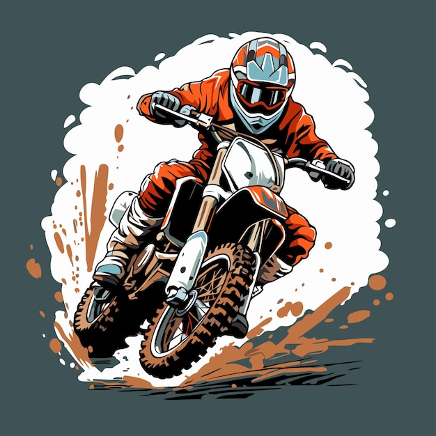 Motocross rider in action Vector illustration of motorcyclist