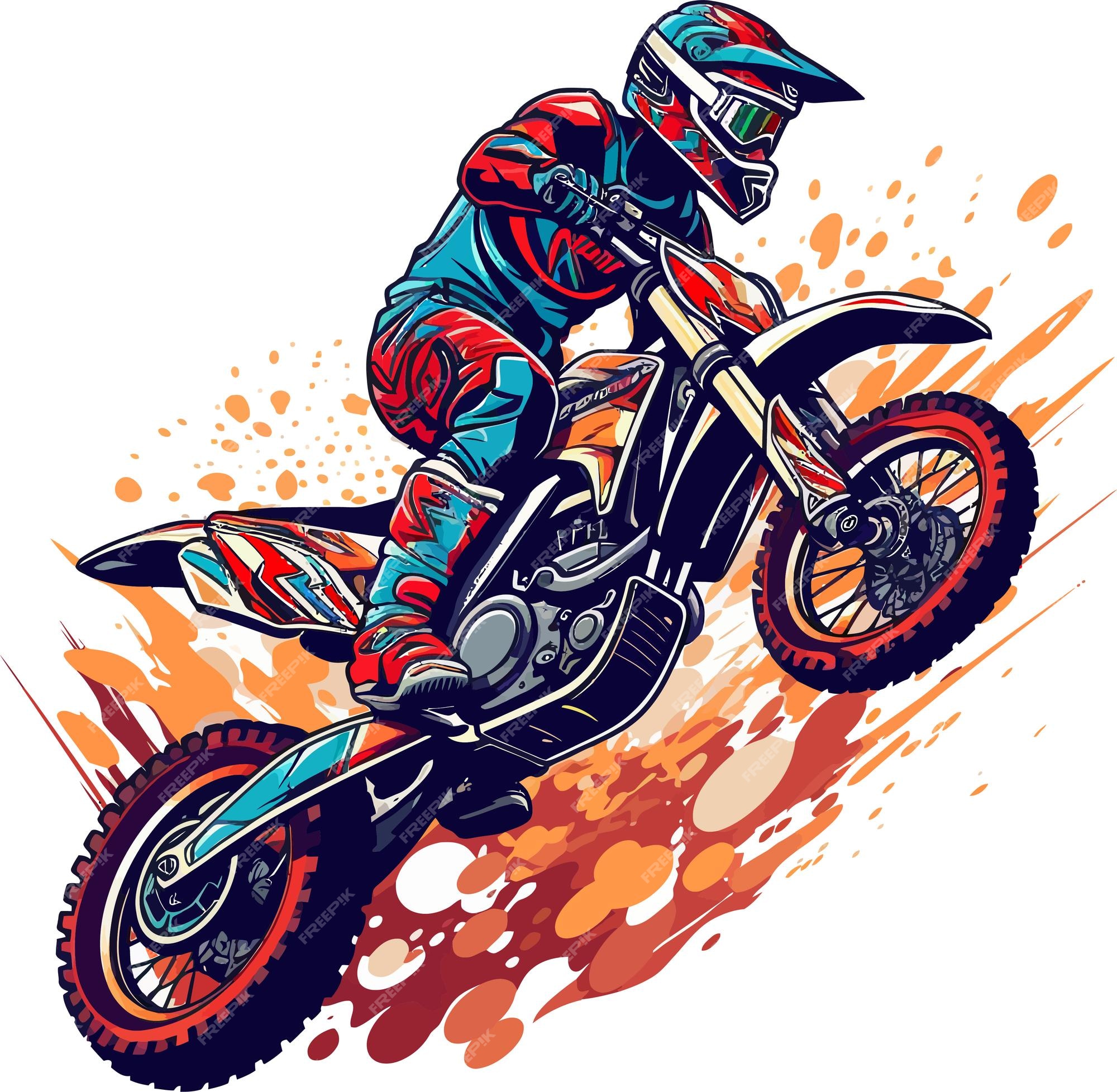 Premium Vector  A motocross rider on a colorful background.