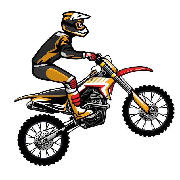 Vector motocross rider jumping