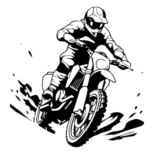 Vector motocross rider on a motorcycle in action vector illustration