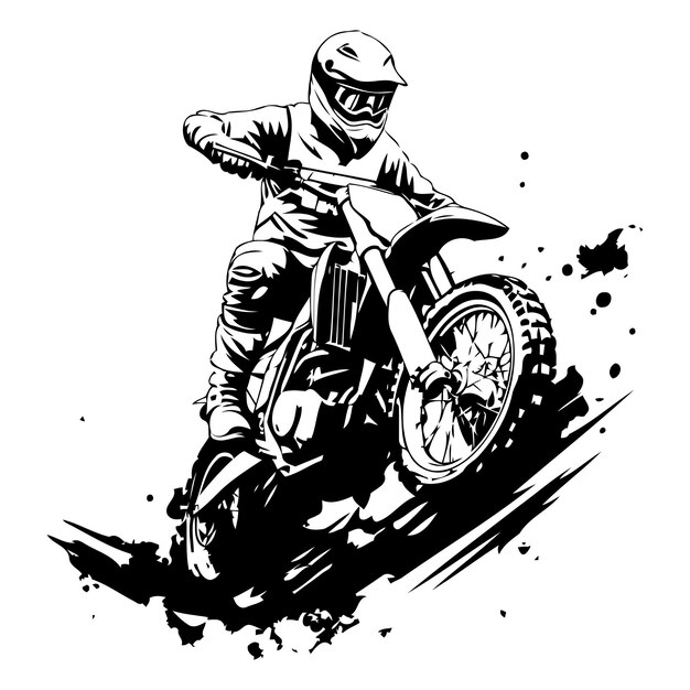 Vector motocross rider on the race grunge vector illustration