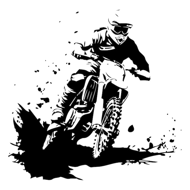 Motocross rider on the race Grunge vector illustration