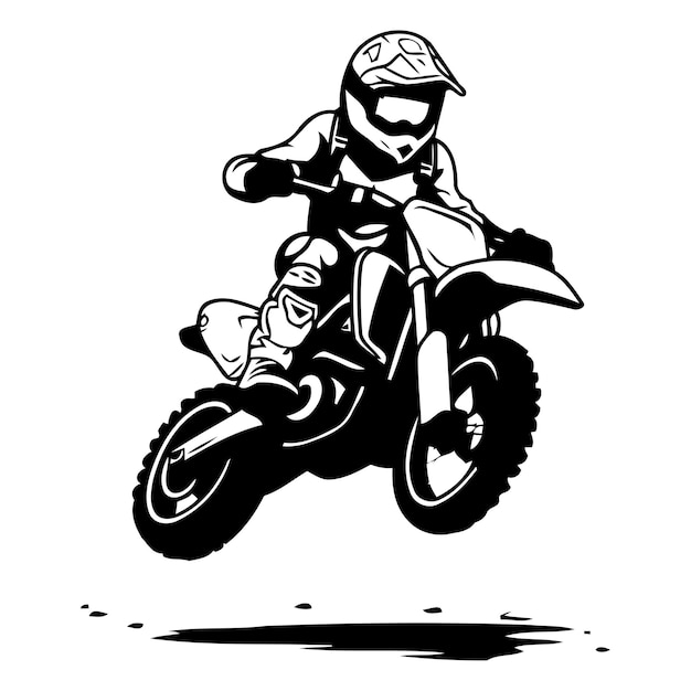 Vettore motociclista di motocross sulla pista di corsa illustrazione vettoriale in stile retro