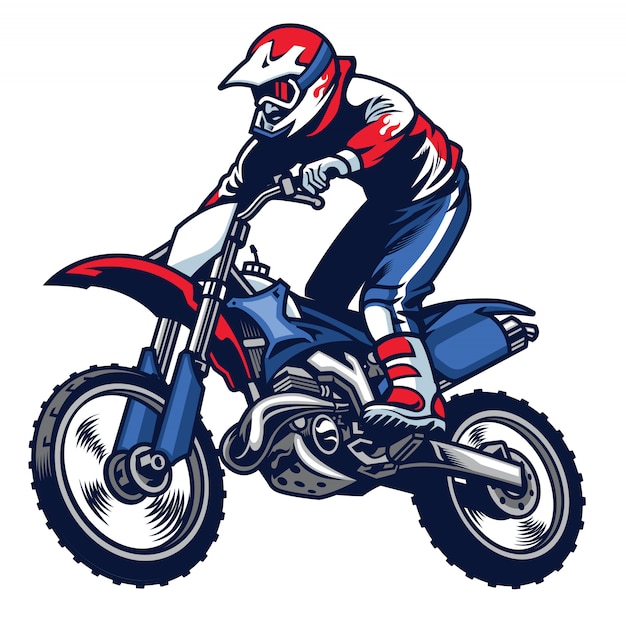 Motocross rider ride the his motocross bike