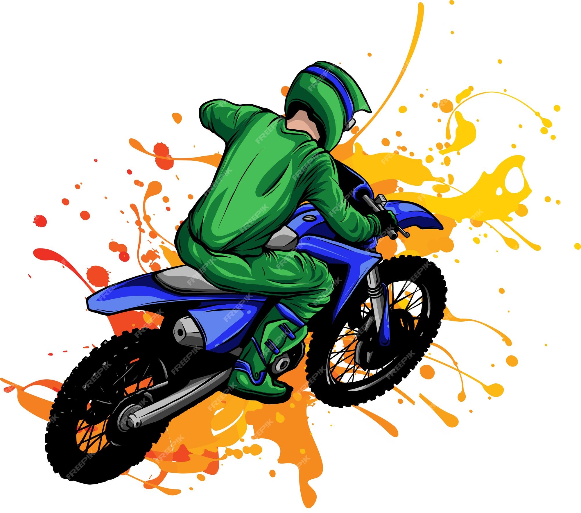 Premium Vector, Motocross rider doing jumping whip trick