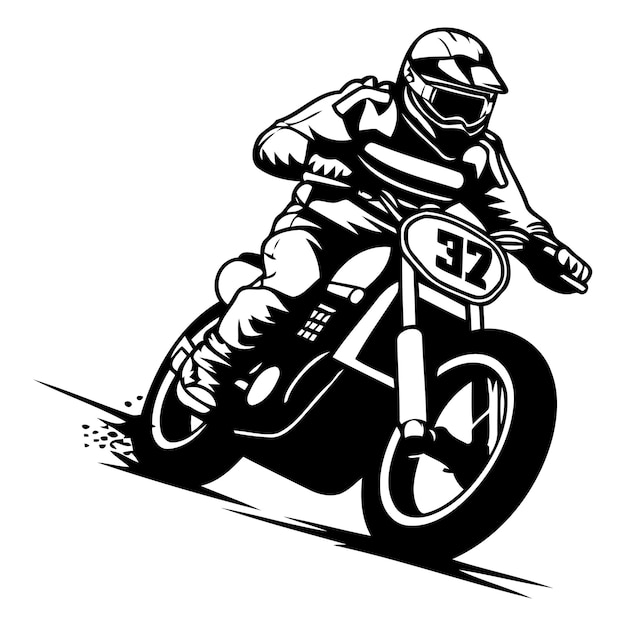 Vector motocross rider on the road vector illustration in retro style