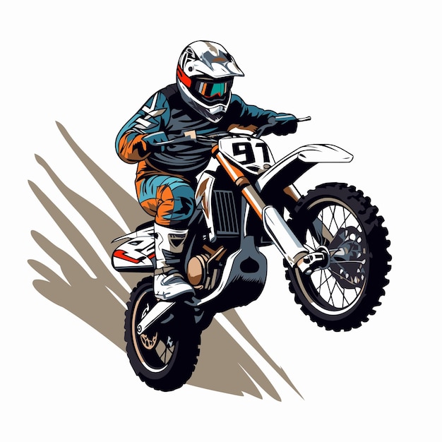 Motocross rider Vector illustration of a motorcycle rider on a white background