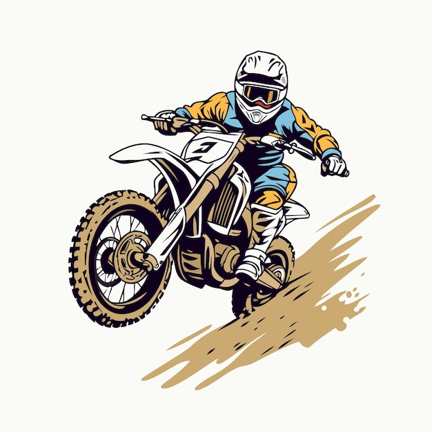 Motocross rider vector illustration of a motorcyclist on a motorcycle