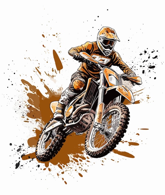 A motocross rider on a white background.