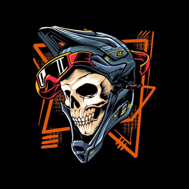 Cranio di motocross con illustrazione del casco