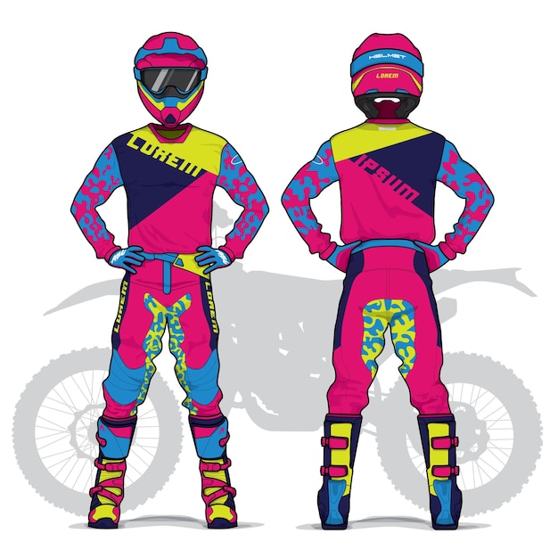 Vector motocross uniform design set mock up vector