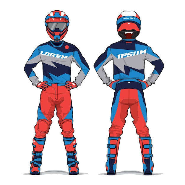 Vector motocross uniform design set mock up vector