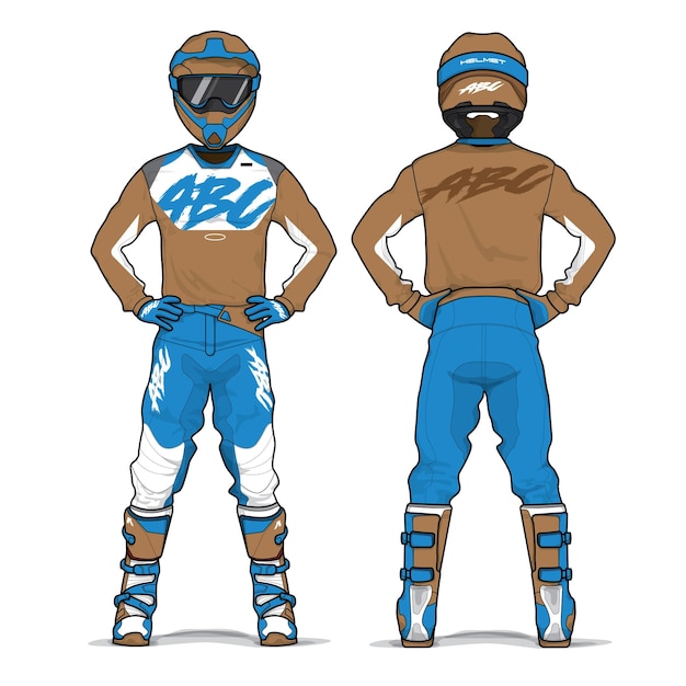 Vettore motocross uniforme disegno set mock up vettore