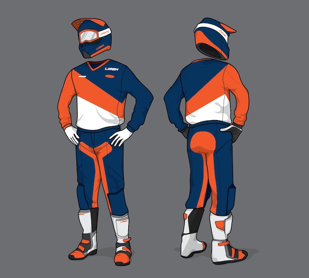 Vector motocross uniform ontwerp set mock up vector