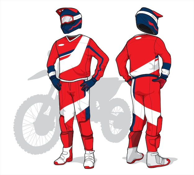 Motocross uniform ontwerp set mock up vector