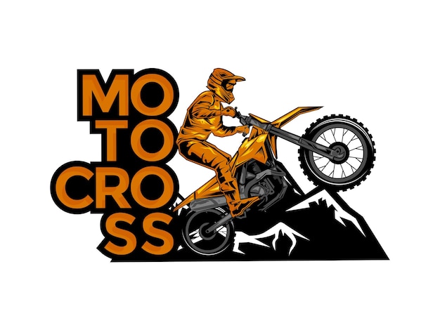 Vector motocross with a rider on a motorbike motocross logo vector illustration