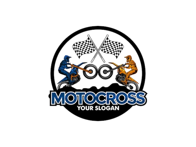 motocross with a rider on a motorbike motocross logo vector illustration